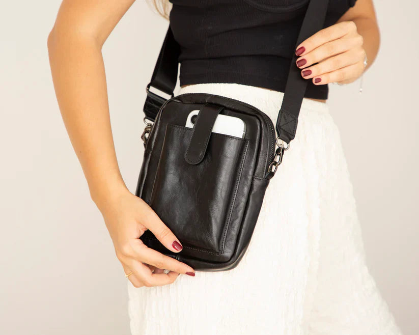 SYLVES Compact Leather Crossbody Bag β Everyday Shoulder Bag for Men & Women