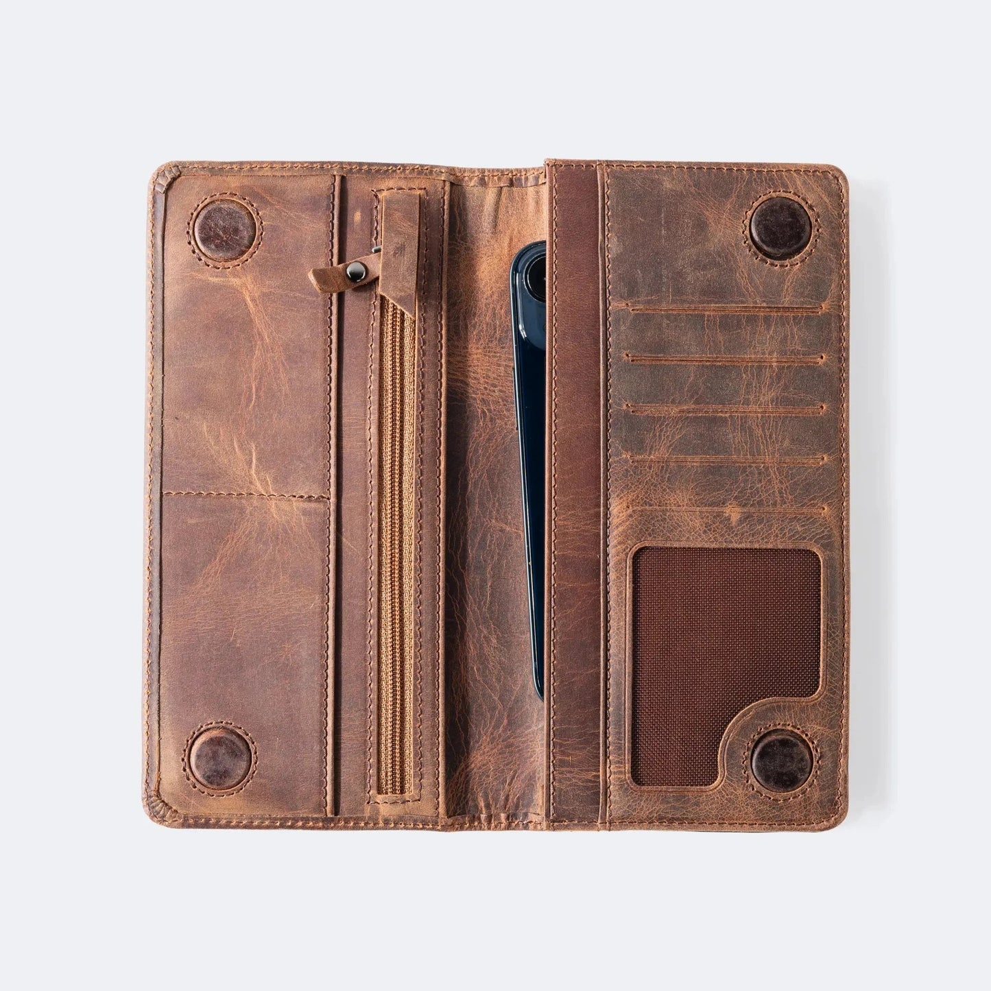 Ares Leather Wallet with Phone Compartment