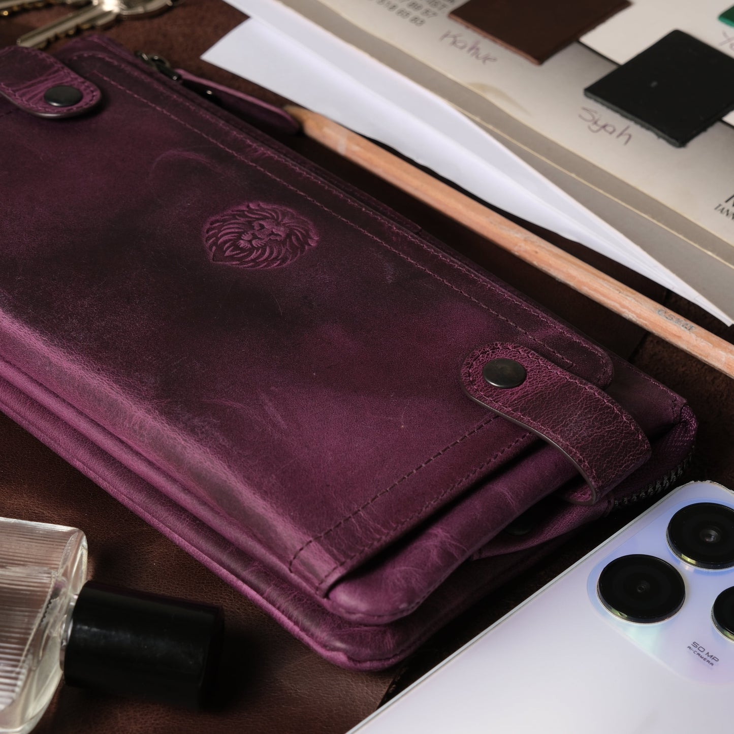 Roma Unisex Leather Clutch Wallet with Phone Slot