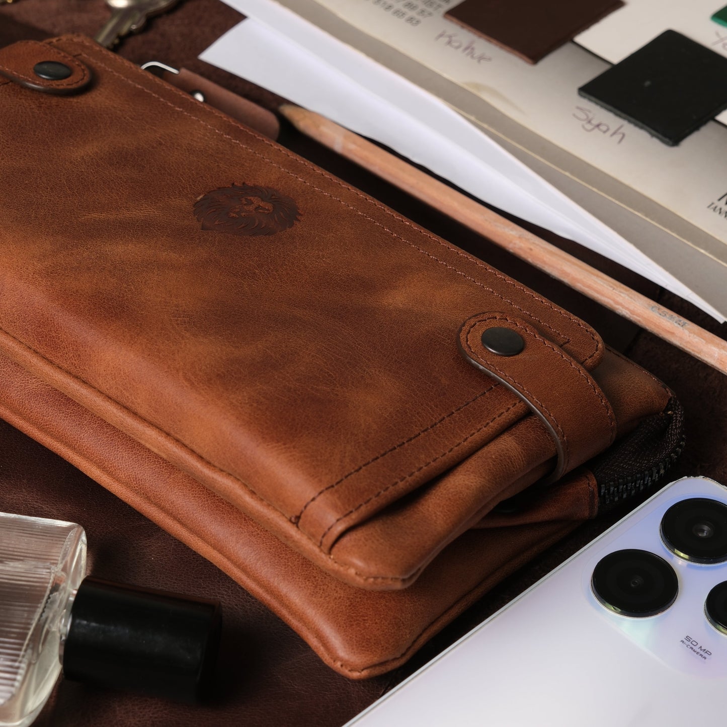 Roma Unisex Leather Clutch Wallet with Phone Slot
