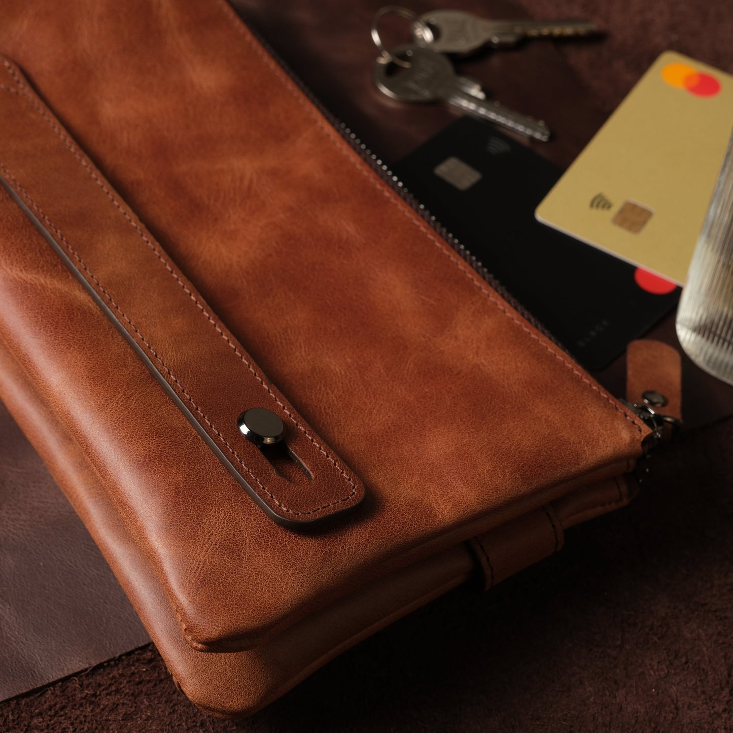 Roma Unisex Leather Clutch Wallet with Phone Slot