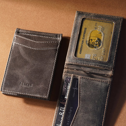 ES Genuine Leather Money Clip Wallet