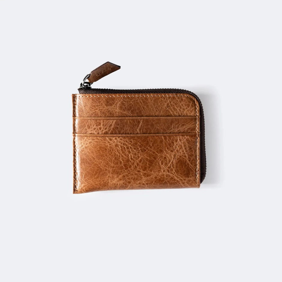 Zipper Genuine Leather Card Holder
